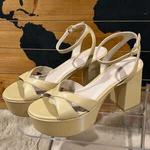 Stuart Weitzman Cream Platform Sandals